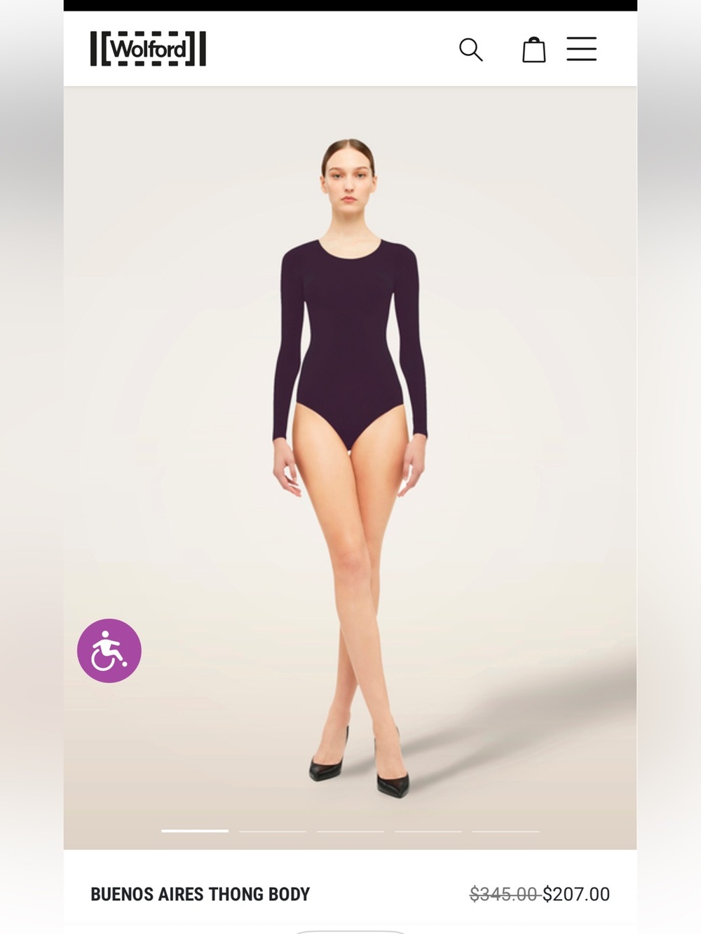 Wolford Long-sz S Sleeve Thong Bodysuit in Plum